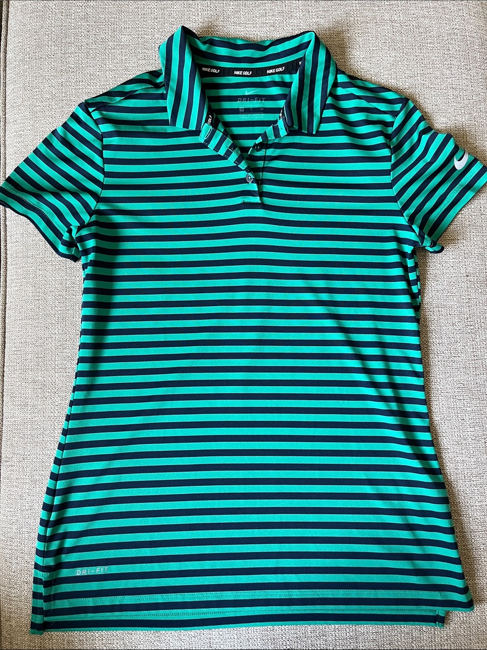 Nike Golf Dri-Fit Striped Polo - Teal & Navy